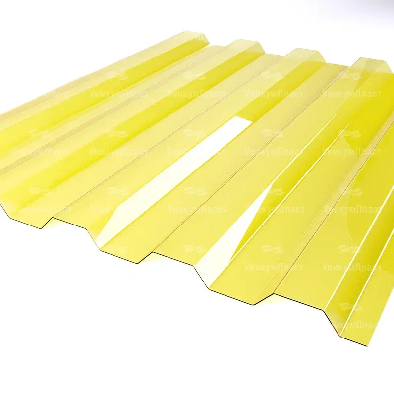 Профилированный поликарбонат желтый 1,3 мм фото