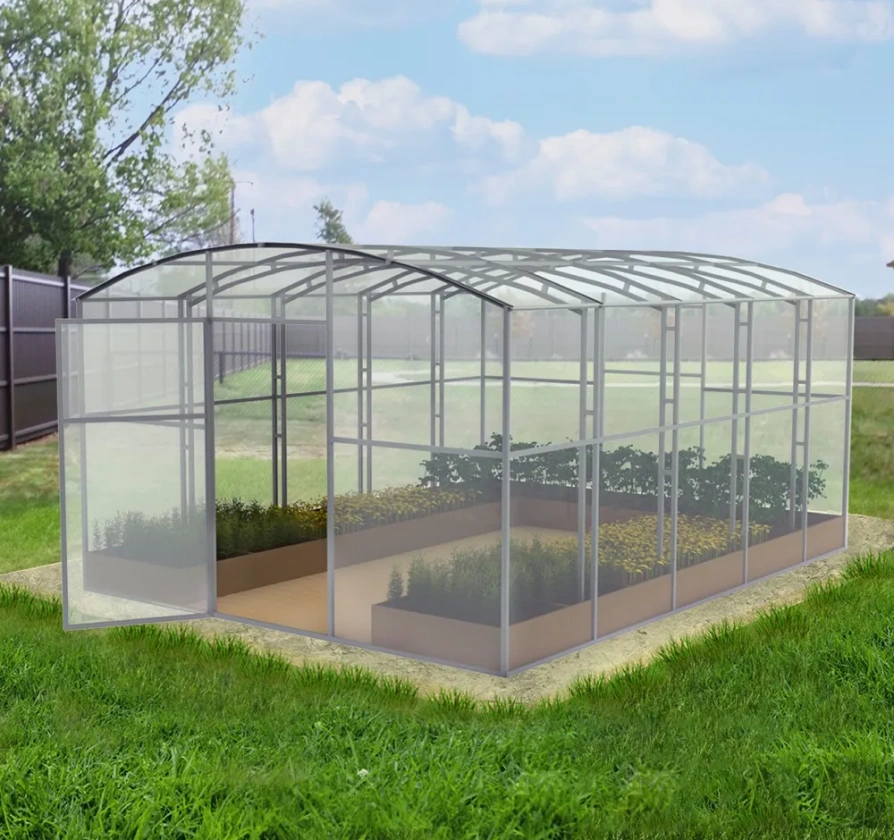 Теплица «Прямостенная» ширина 4 м с шагом 65 см